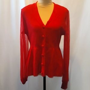 89TH & MADISON WOMENS RED BLOUSE WITH BILLOWED SLEEVES SIZE L